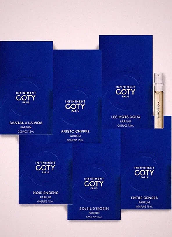COTY Infiniment 6pc Sample Set : Santal A La Vida Aristo Chypre Noir Encens Sole