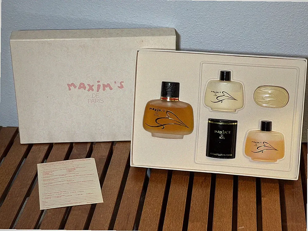 MAXIM'S DE PARIS 5-piece Gift Box Set - EDT, Gel, Soap, Lotion, Powder - Vintage